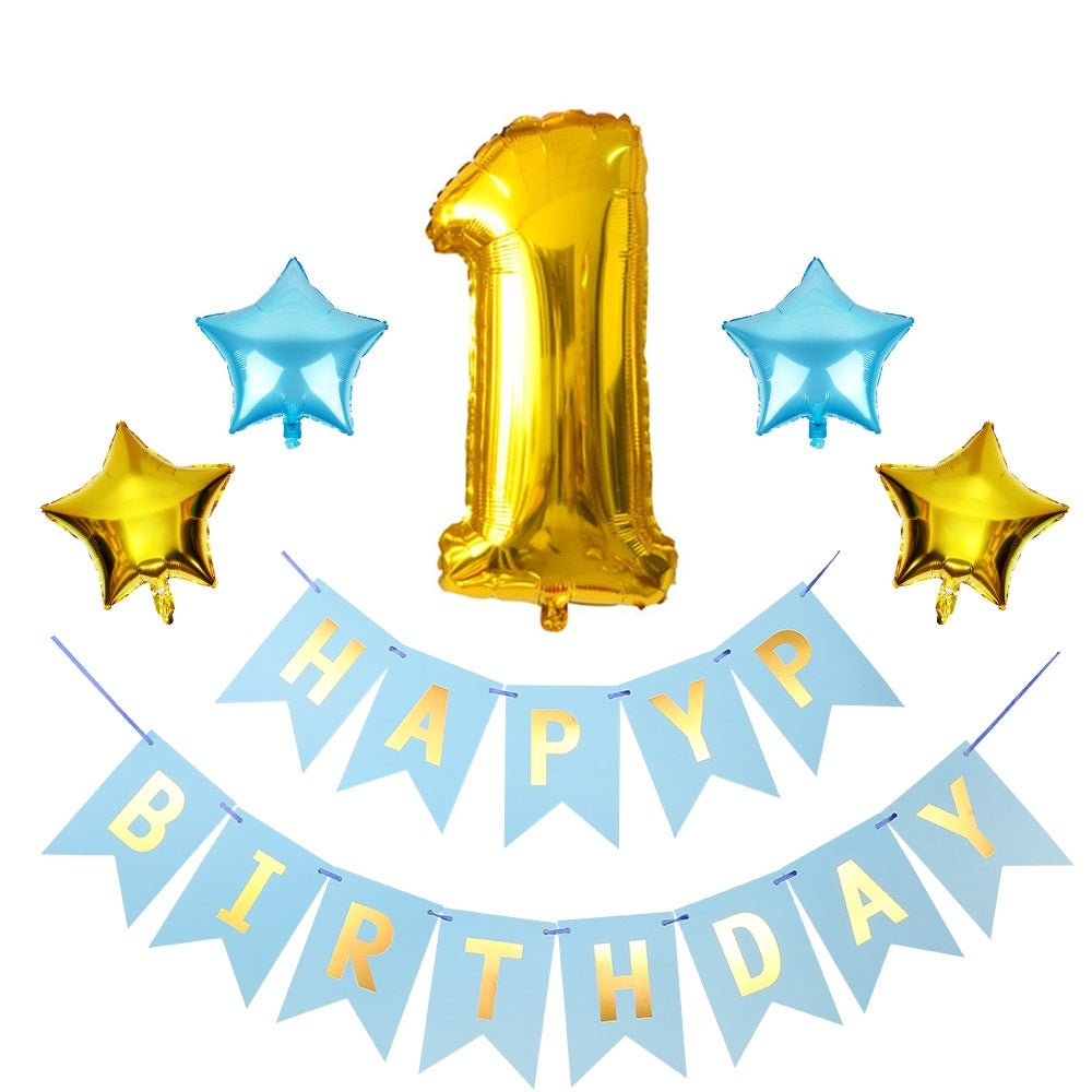 1 SET 1st Happy Birthday Confetti Balloons Foil Number Balloons First Baby Boy Girl Party Decorations My 1 Year Supplies