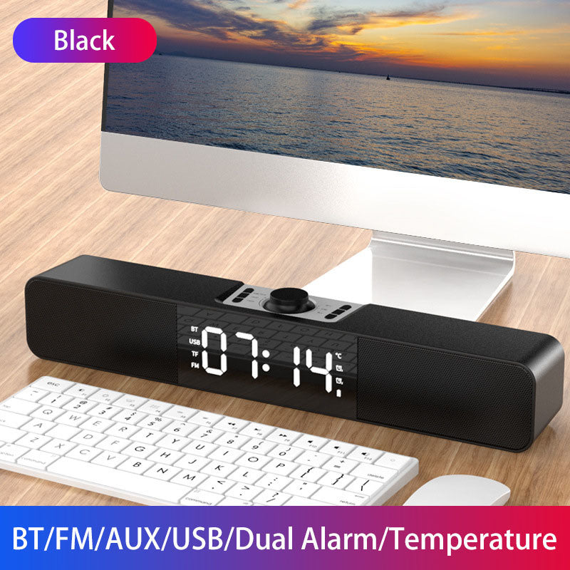 LED TV Soundbar Bluetooth Speaker Portable Wireless Computer Speakers USB Clock BoomBox Bass Sound Bar AUX HIFI TF USB FM Radio