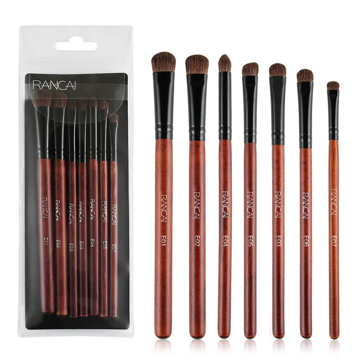 Eye Makeup Brushes 7pcs Essential Eyeshadow Brushes Kit with Soft Synthetic Hairs & Wood Handle for Eyeshadow, Blending, Eyebrow, Eyeliner