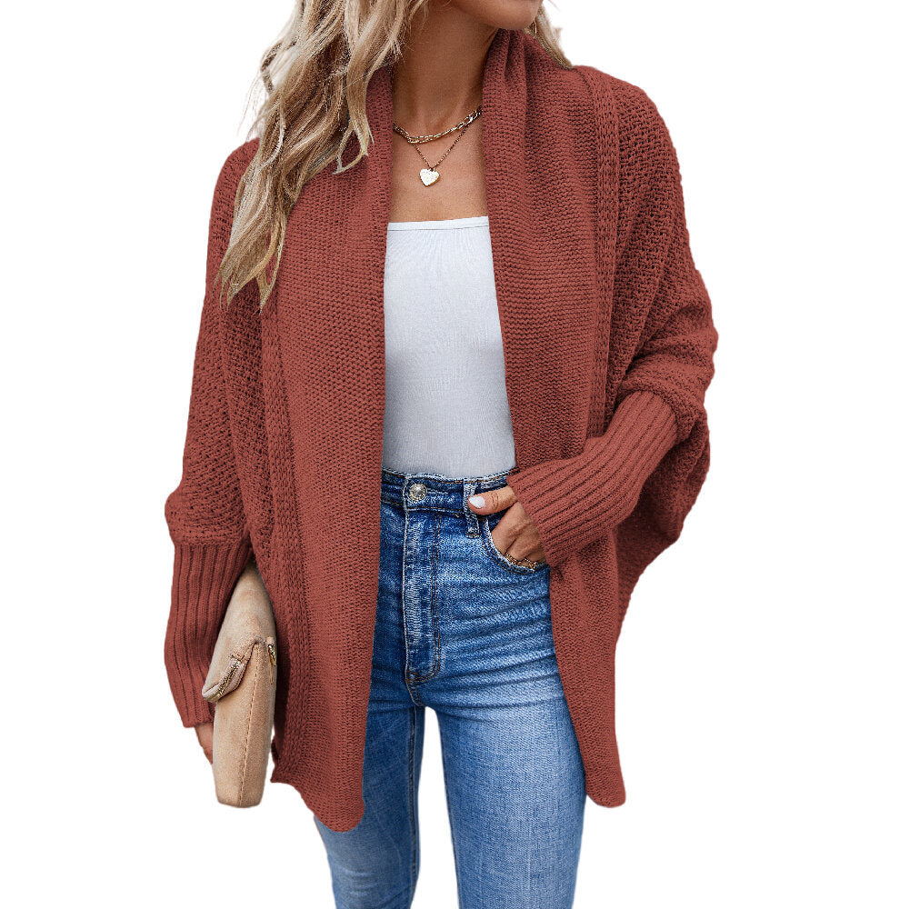 Women's Kimono Batwing Cable Knitted Slouchy Oversized Wrap Cardigan Sweater