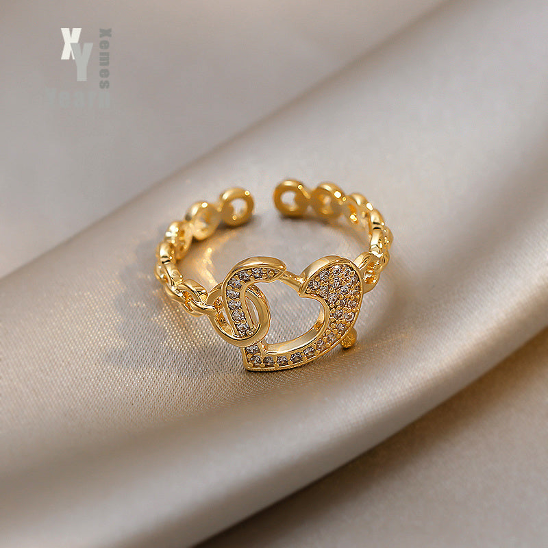 Irregular Design Peach Heart Lady's Gold Color Rings Korean Fashion Jewelry Party Girls Luxury Accessories Set Rings For Womans
