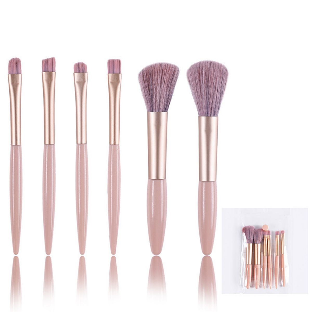 6 Piece Soft Hair Makeup Brush Set Portable Eyeshadow Brush Blush Brush Full Set of Makeup Tools
