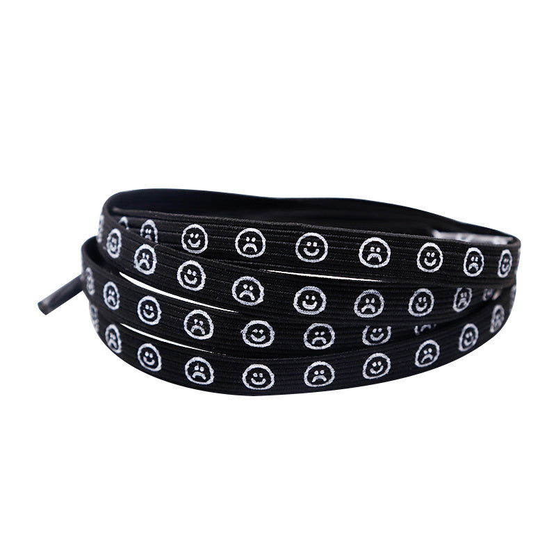 Weiou Manufacturer Shoe Accessories Printing Logo Black White Elastic Spring Shoelaces For Shoes