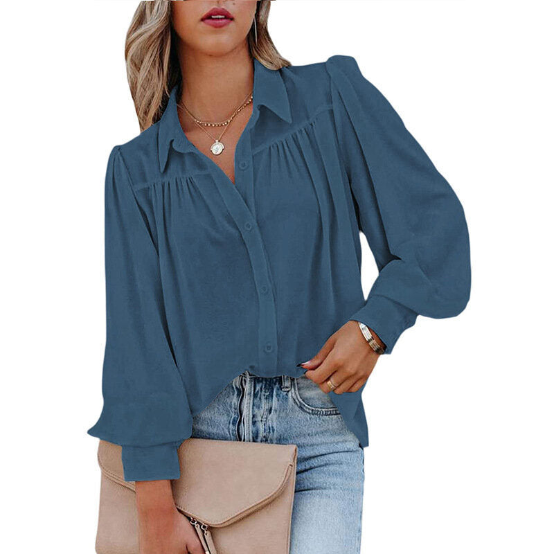 Women's Business Solid Color Balloon Sleeve Shirt Blouses