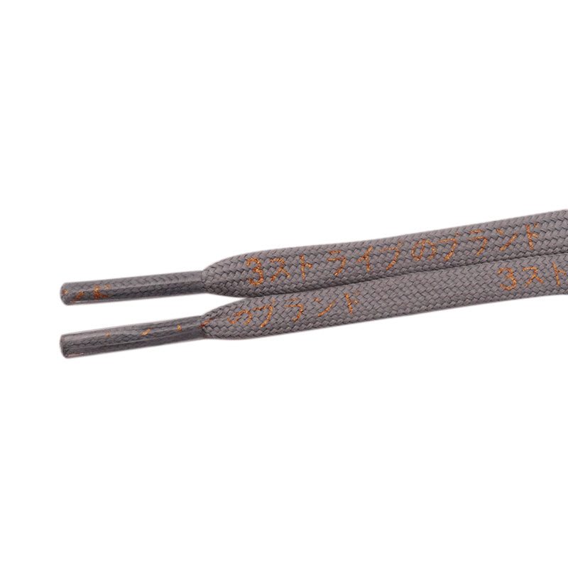 Weiou Manufacturer Drop-shipping Hot Sale Top10 Printed Japanese Katakana Letters Golden Ribbon Flat Polyester Shoelaces