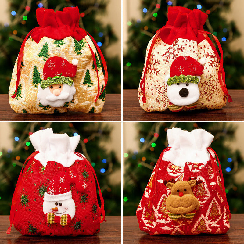 4pcs Different Santas Gift Bags, Jewelry Pouches, Jewelry Gift Bags, Packaging Bags for Party, Jewelry, Festival, Bathroom Soaps, Makeup Favor Bags