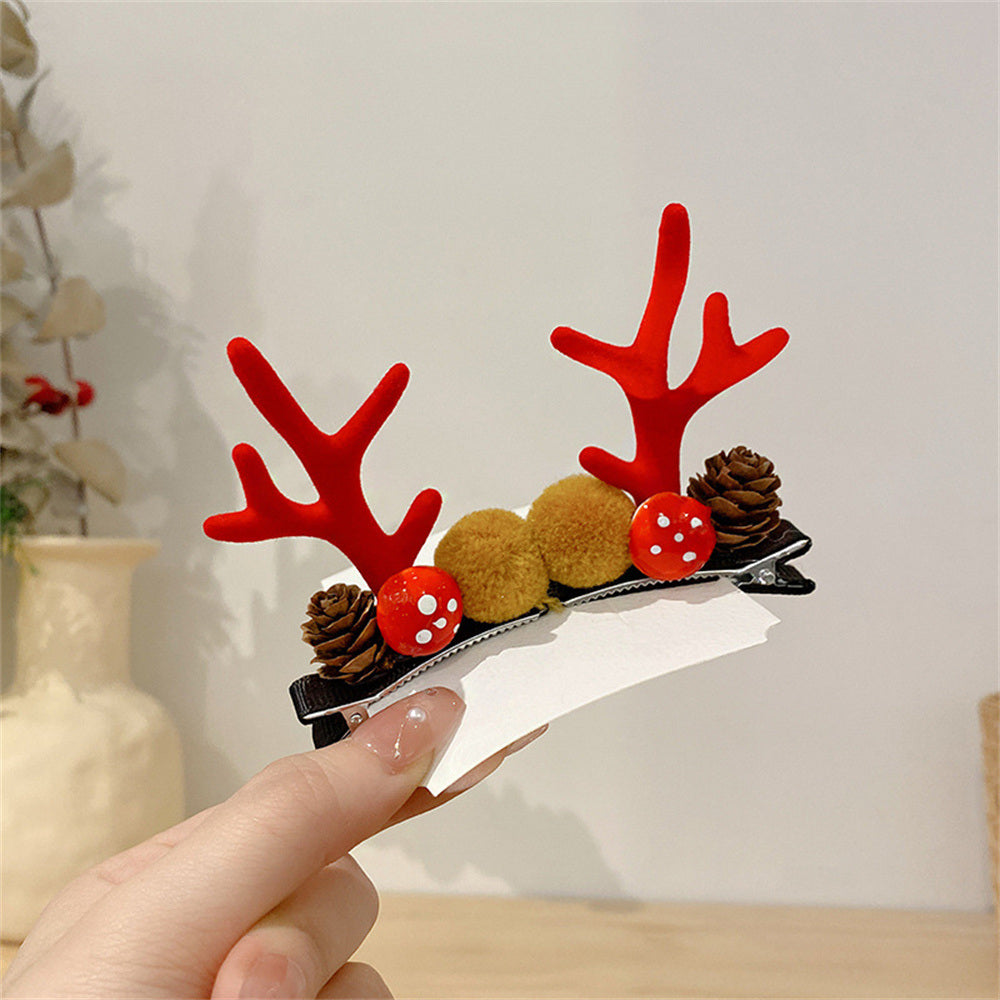2pcs/Set Kawaii Christmas Elk Ear Hair Clip Women Girl Santa Snowman Hairpin Xmas Party Barrettes For Kids Cosplay Headwear