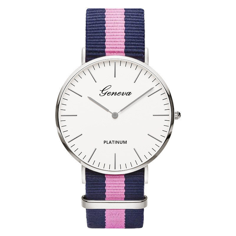 Classic Fashion Stripe Nylon Band Women Watch Top Luxury Brand Men Quartz Wrist Watch Lady Watch Montre Femme Horloge Saat Clock