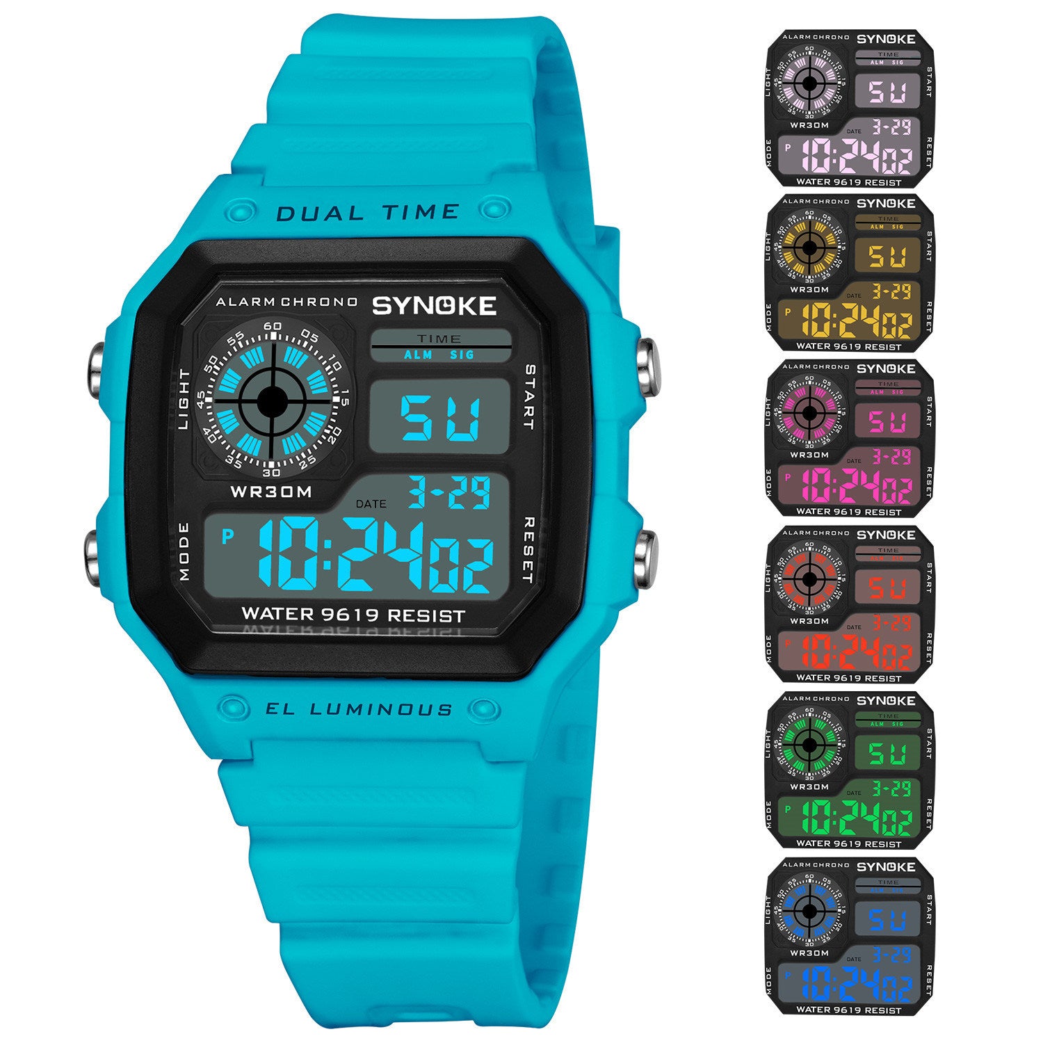 SYNOKE Military Sports Watch Digital Watch LED Men Clocks Relojes Deportivos Waterproof Luminous Alarm Clock Male 2019