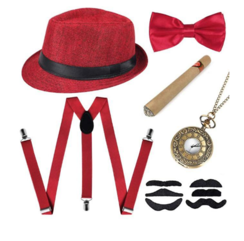 6pcs 1920s Mens Gatsby Gangster Costume Accessories Set 30s Manhattan
