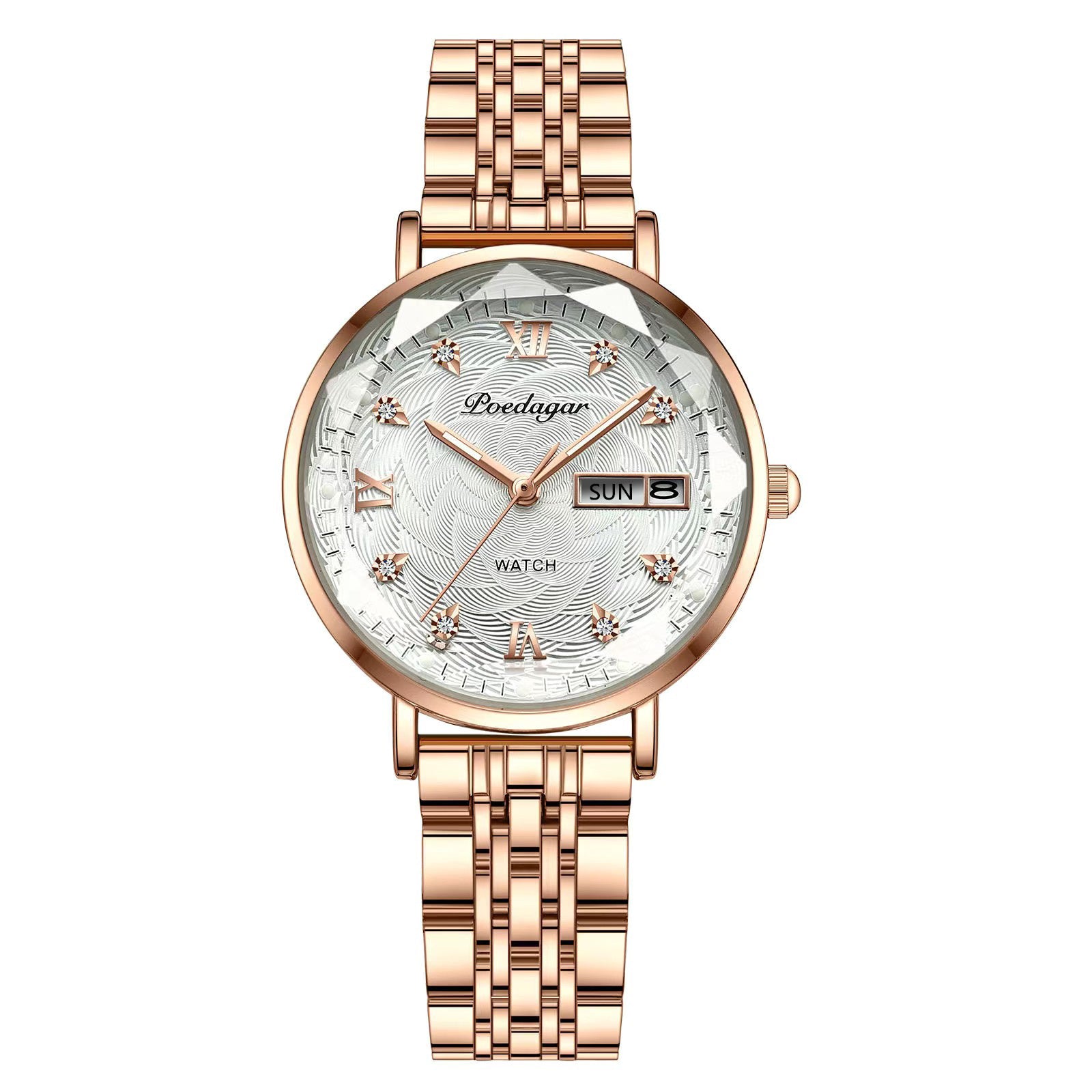 Swiss Brand POEDAGAR Women Watch Stainless Steel Mesh Rose Gold Simple Waterproof Luminous Ladies Watches Luxury Quartz Elegant
