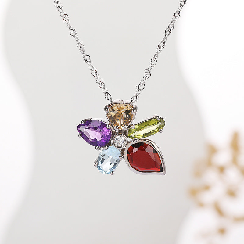 S925 five color colorful treasure Pendant