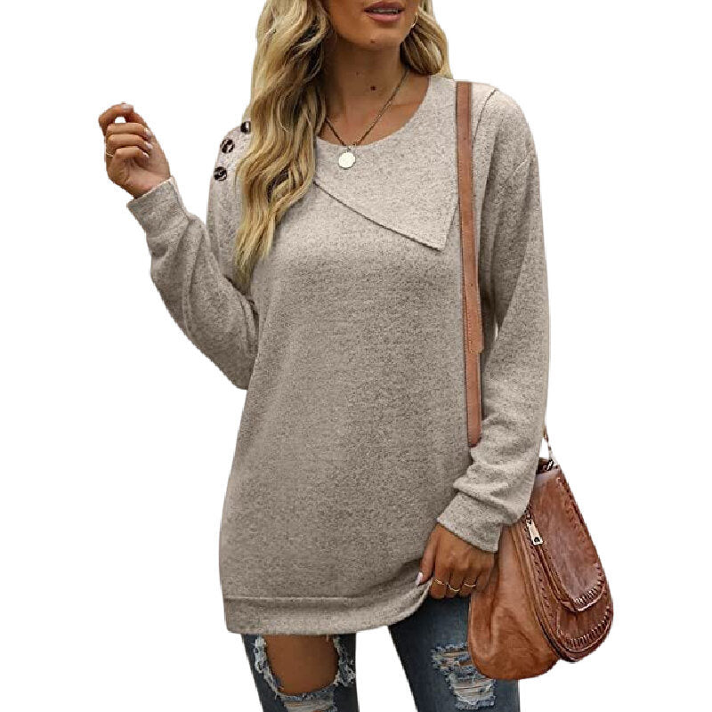 Women's Double Round Neck Button Sweater