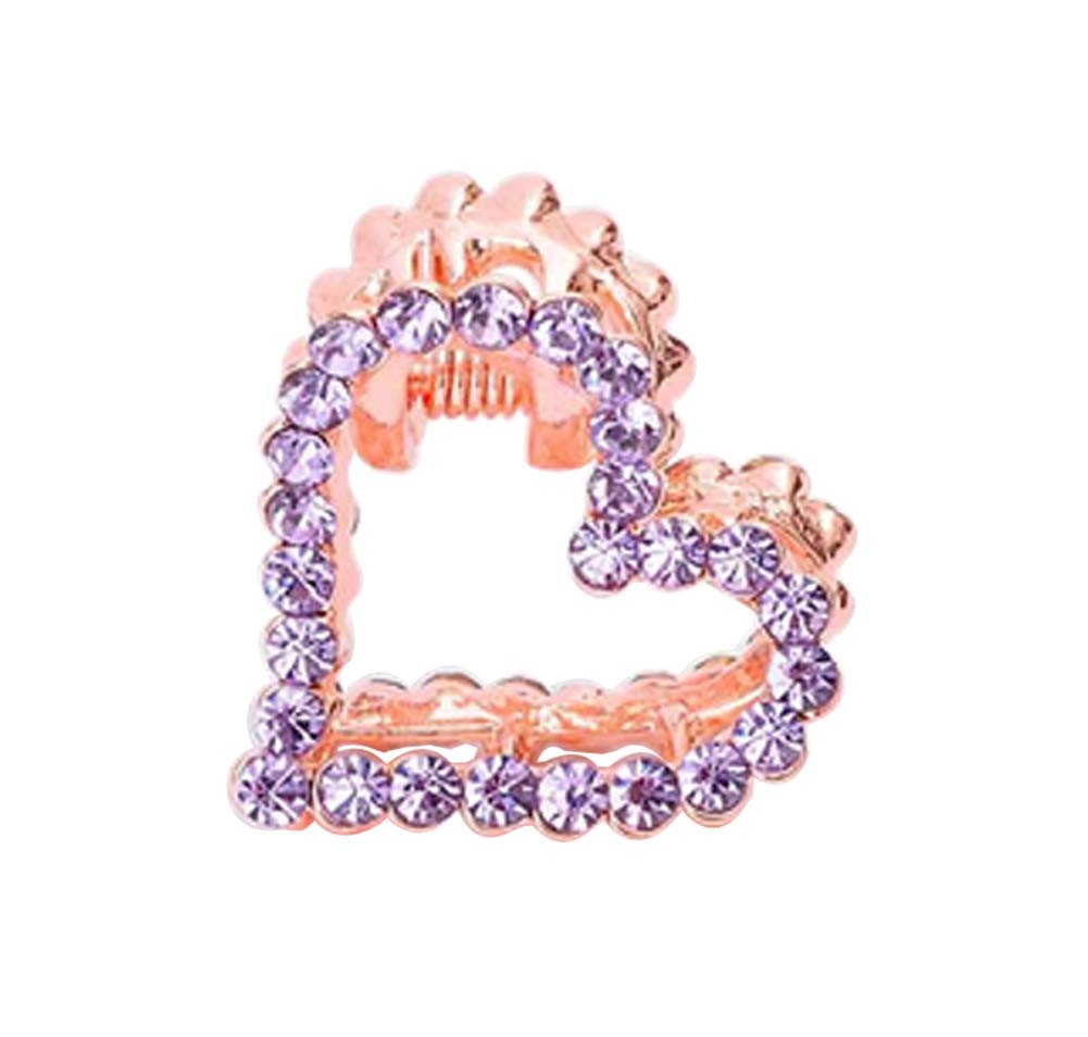 2 Pcs Rhinestone Hair Claw Clips Small Jaw Clips Bling Metal Hair Clamp, Heart-4