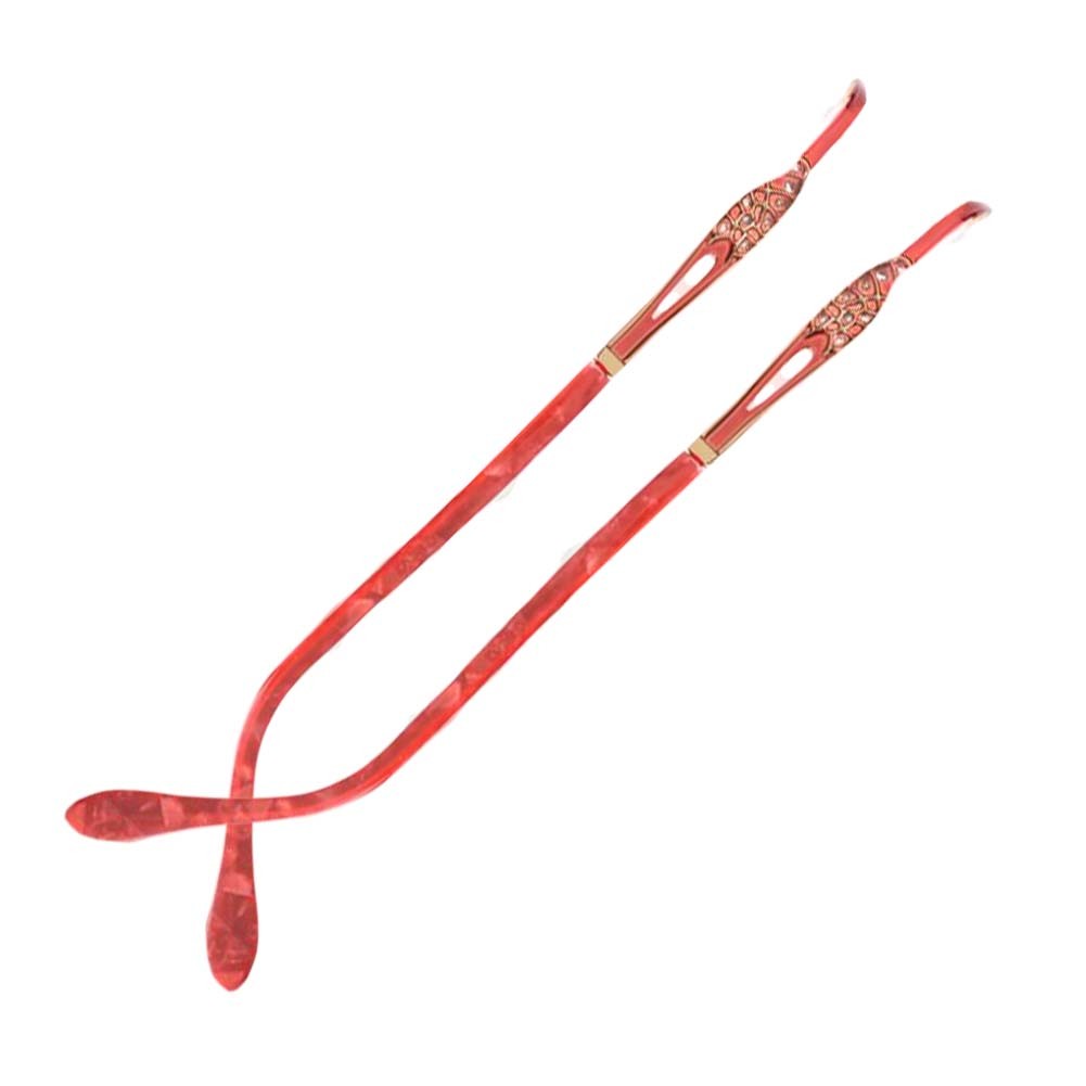 1 Pair Metal Glasses Replacement Temple Rhinestone Eyeglass Frame Legs for Women, Red