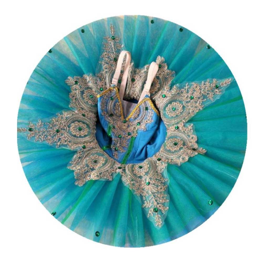 Blue Girls Ballet Dress Swan Costume Kids Dance Dress Embroidery Sequin Ballet Tutu Gauze Skirt