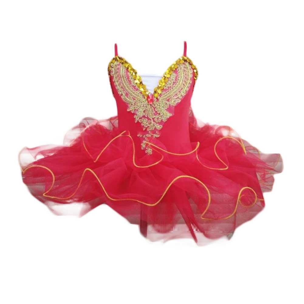 Red Girls Ballet Dance Dress Tutu Skirt Performance Gauze Dress Princess Swan Ballet Dress Costume