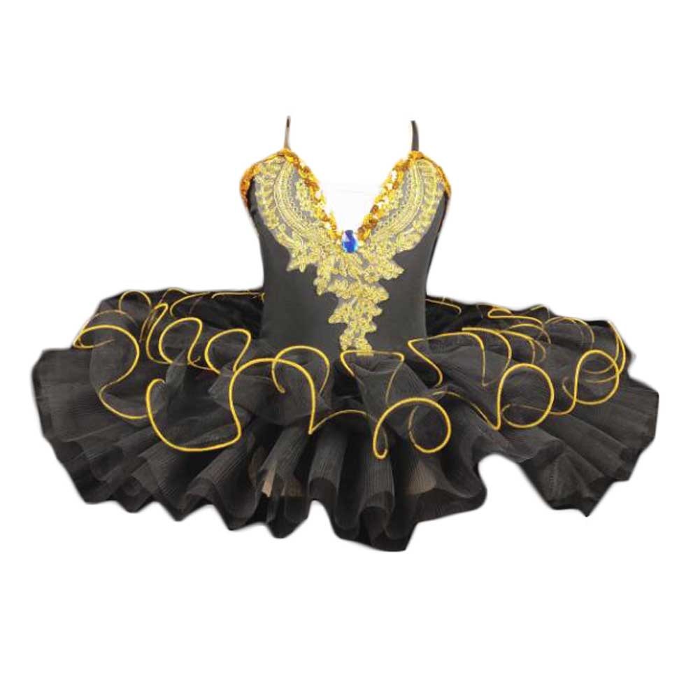 Black Girls Ballet Dance Dress Tutu Skirt Performance Gauze Dress Princess Swan Ballet Dress Costume