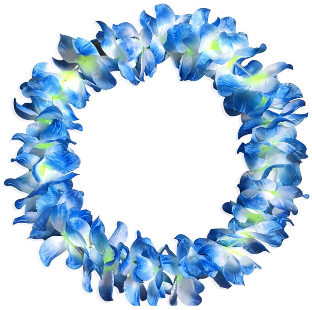 Set of 3 Adult Hawaiian Luau Hula Dancer Wreath Colorful Necklaces Blue