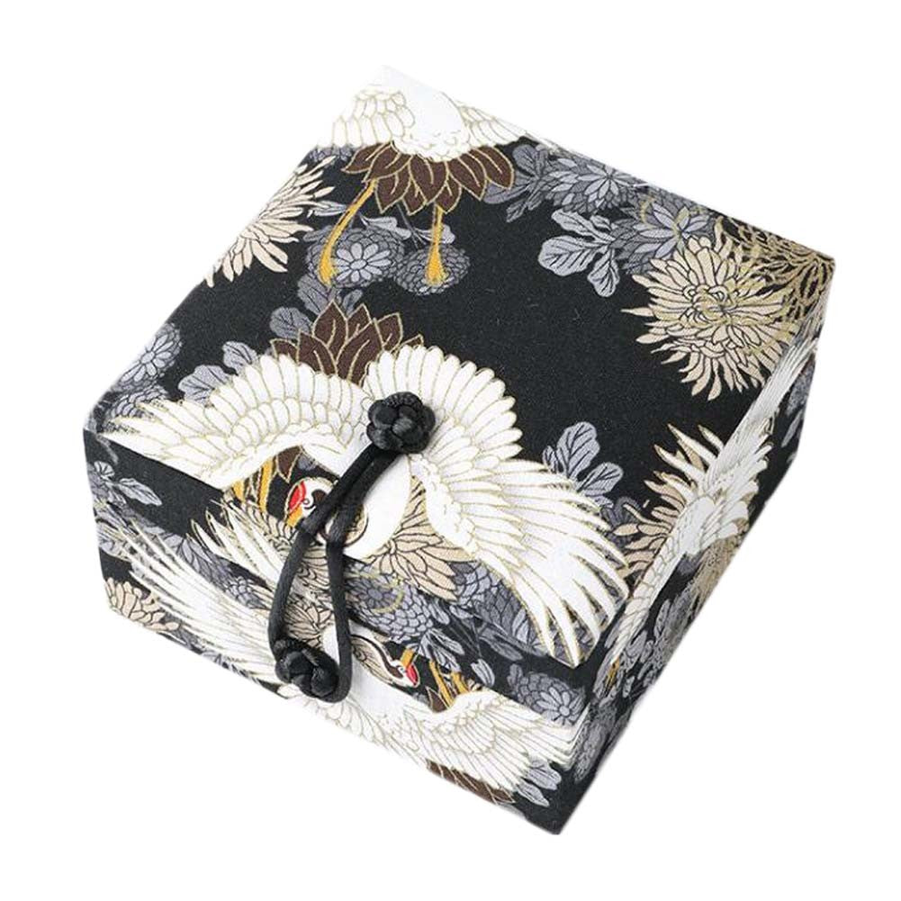Dark Blue Retro Chinese Style Jewelry Gift Box Crane Jewelry Storage Organizer Box Bracelet Jewelry Box