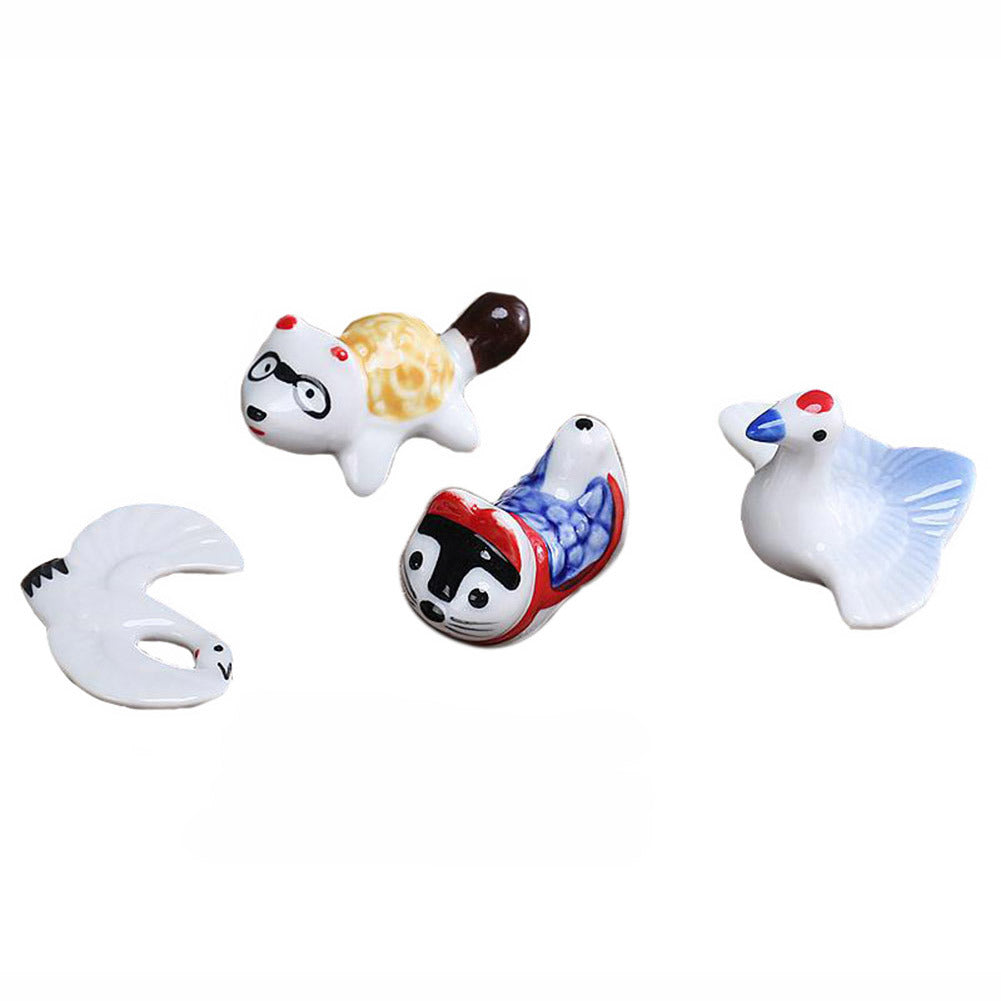 6Pcs Japanese Style Ceramics Chopstick Rest Cute Animals Decorative Tableware Stand