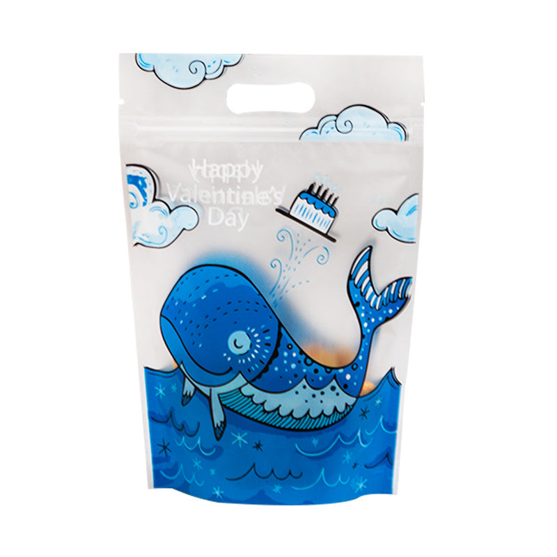 50 Pack Cute Cartoon Whale Stand Up Pouch Bags with Zip Lock for Food Storage Party Favor