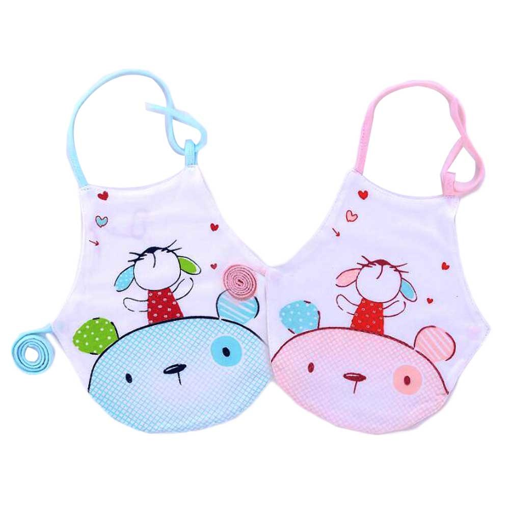 2 Pieces Infant Baby Bibs Keep Warm Bellyband Pink Blue Mouse Baby Belly Band Smock Cotton