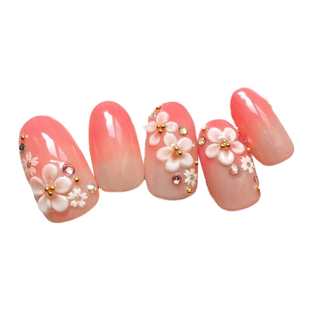2 Box Sakura Pattern Artificial False Nails Tips Wedding Fake Nails Decoration
