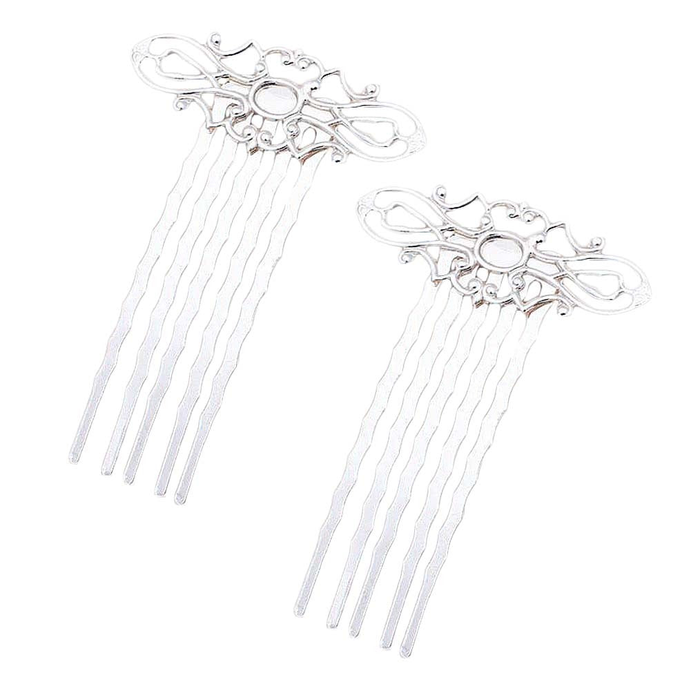 5 Pcs Metal Side Comb Traditional Han Chinese Dress Hairpin Decorative Bridal Hair Accessories, Silver Hair Pin