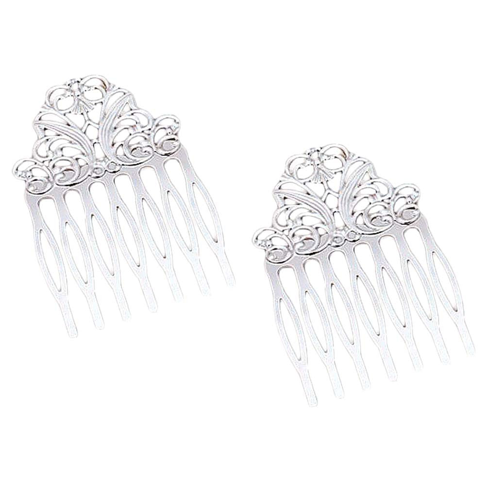 5 Pcs Silver Metal Side Comb Chinese Style Hairpin Topknot Hair Clip Bridal Hair Accessories Hair Pin