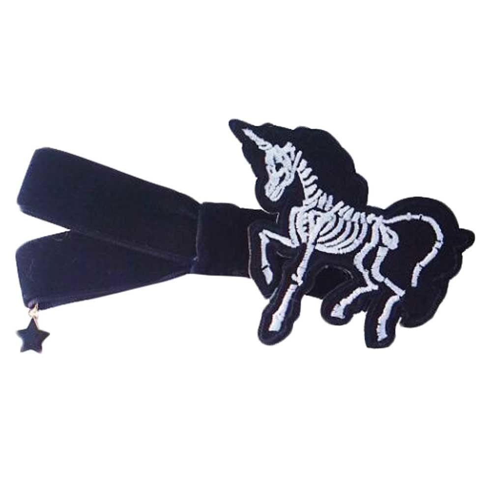 1 Piece Handcrafted Animal Skeleton Velvet Bowknot Hair Clips Halloween Gothic Hair Clips Star Bowknots Black Hair Pin