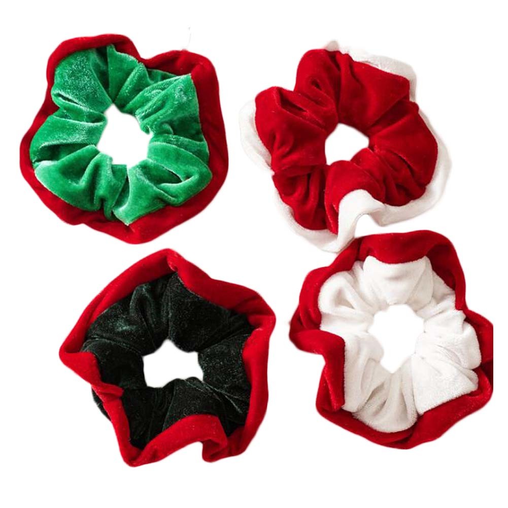 8 Pcs Colorful Christmas Hair Scrunchies Plush Winter Hair Band Ponytail Holder Elastics Hair Ties Hair Accessories