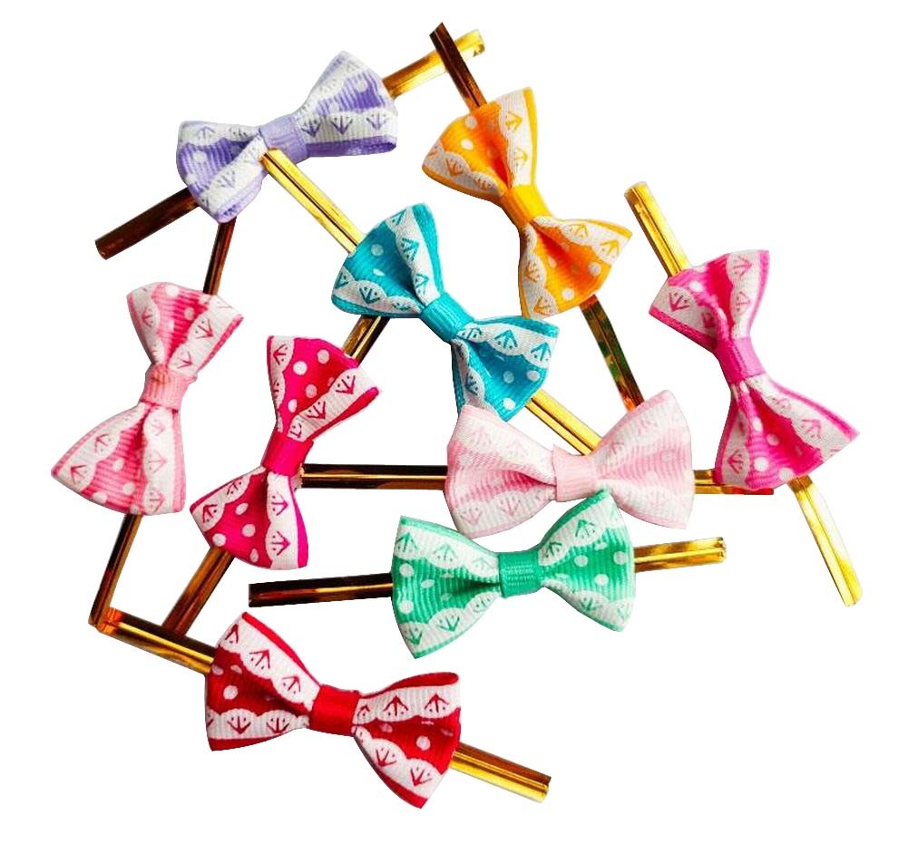100 Pcs Cute Bow Twist Ties for Sealing Lollipop Candy Cookie Bakery Bag #38