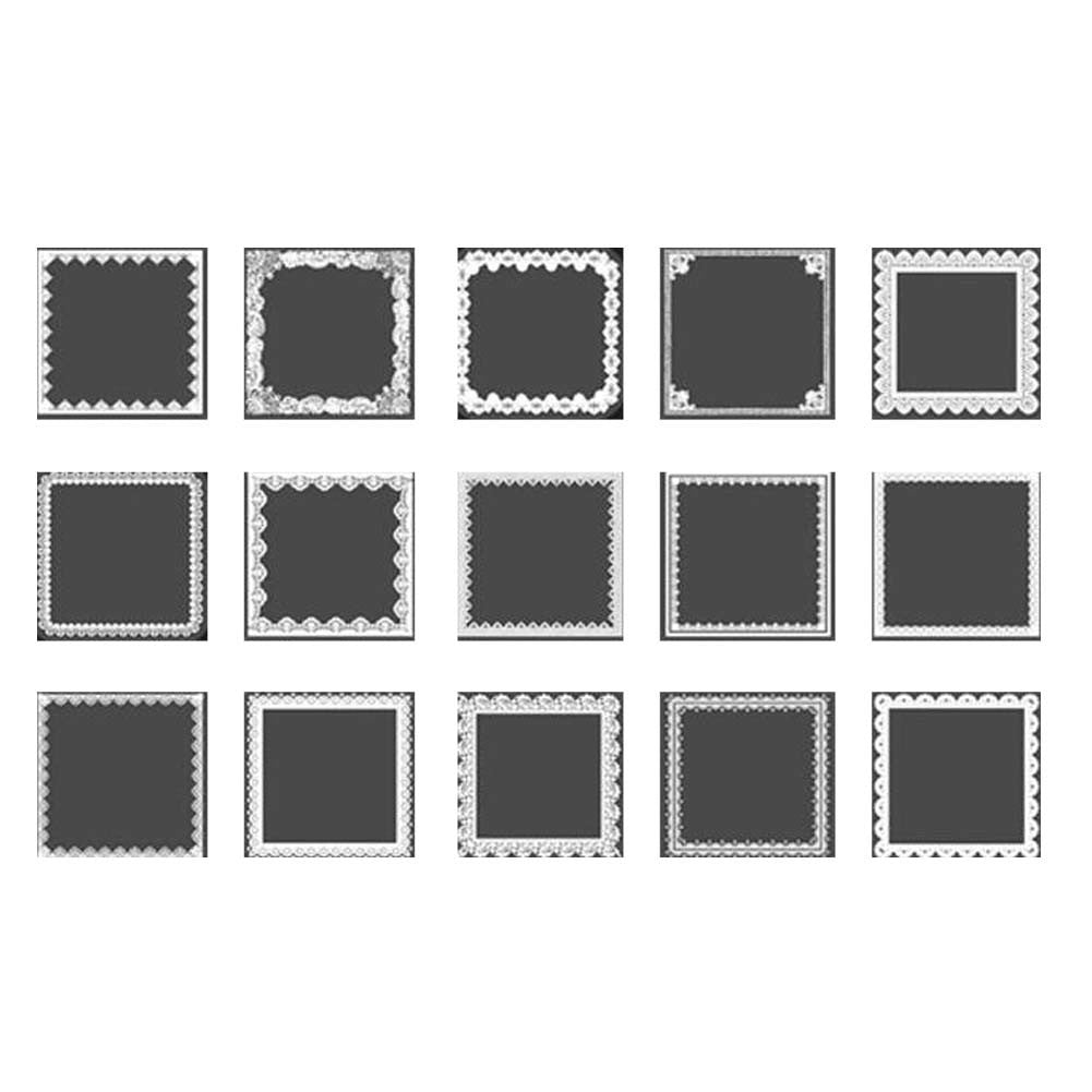 60 Pcs PET Transparent Picture Frame Sticker White Lace Square Scrapbooking Supplies Sticker DIY Journal Collage Card
