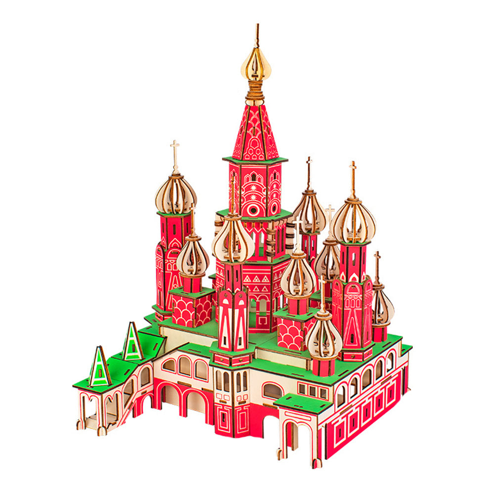 3D Wooden Puzzle for Adult Saint Basil's Cathedral DIY Assembly Russia City Scape Model Home Decor Gift