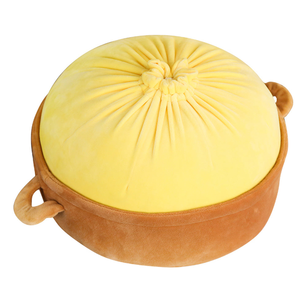 Simulation Chinese Soup Steamed Bun Gourmet Plush Toy for Festival Sofa Decor 35cm, Yellow