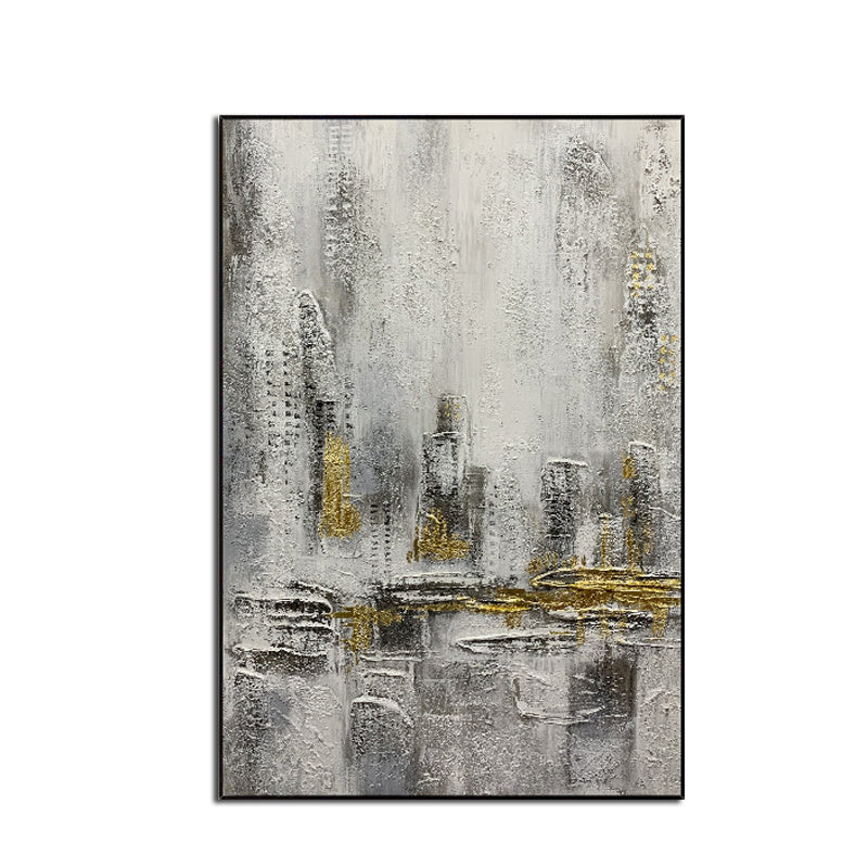 Top Selling Handmade Abstract Oil Painting Wall Art Modern Minimalist City Building Picture Canvas Home Decor For Bedroom No Frame