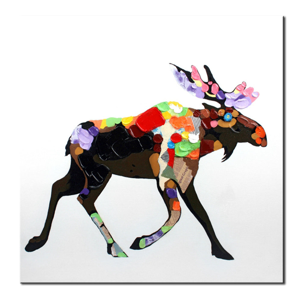 100% Hand Painted Abstract Oil Painting Wall Art Modern Minimalist Deer Picture Canvas Home Decor For Living Room Bedroom No Frame