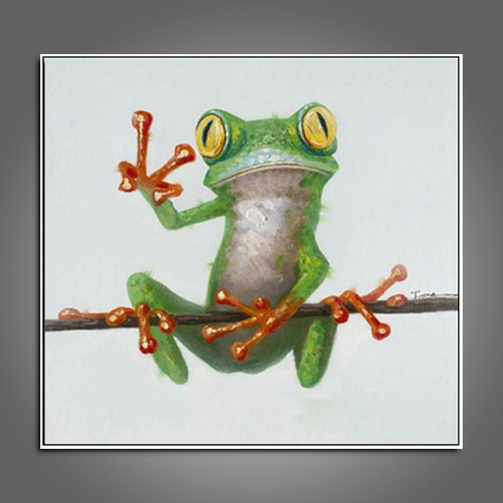 100% Hand Painted Abstract Oil Painting Wall Art Modern Minimalist Frog Picture Canvas Home Decor For Living Room No Frame