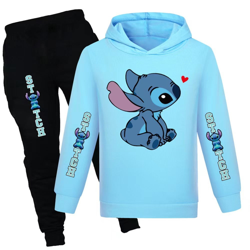 7-14 Years Lilo & Stitch Kids Tracksuit Set Hooded Sweatshirt Pants Outfit Activewear Gift