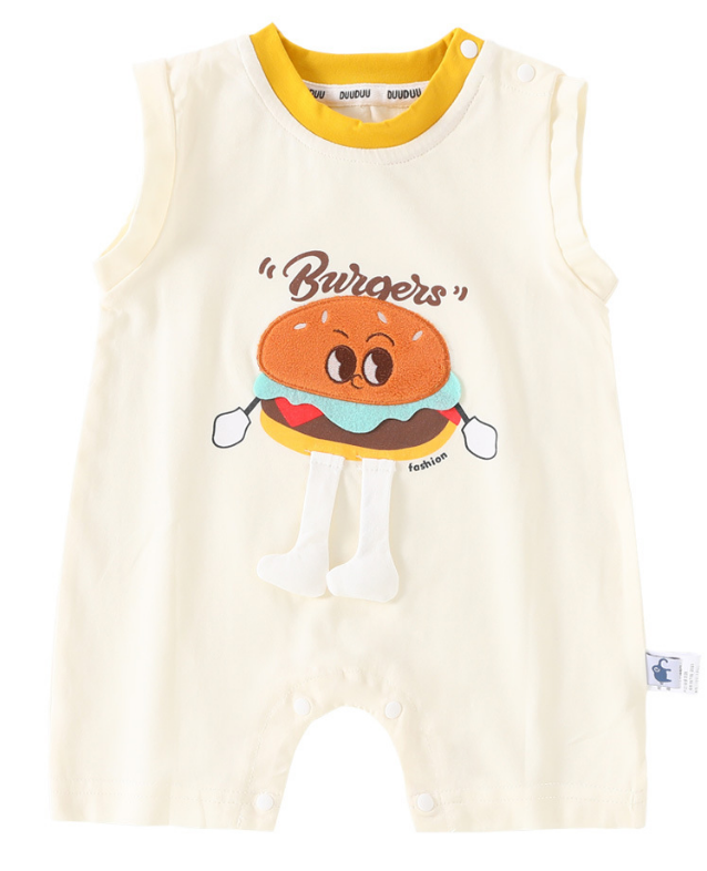 baby short sleeve onesie. Newborn, cotton + fiber, stereo cartoon, short sleeve climbing clothes, summer, 66-100cm height, 01-24 months age, class A