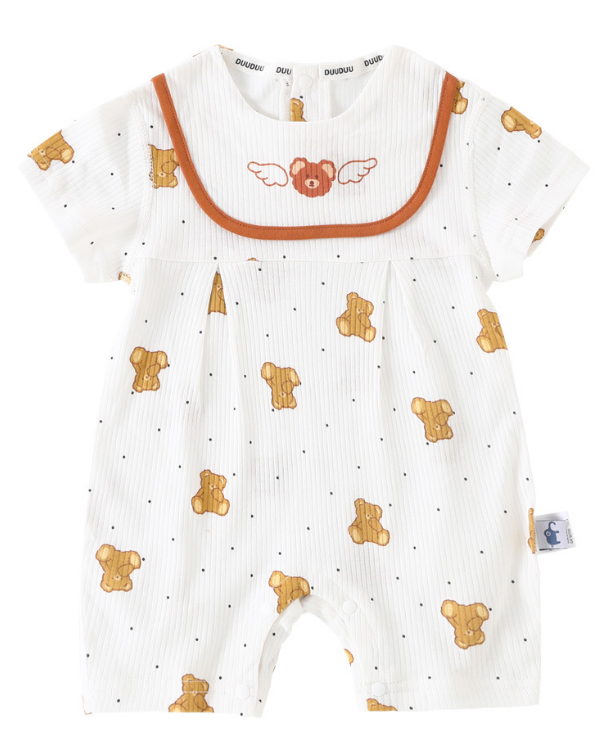 baby short-sleeve conjoined ha garment. Pure cotton, jumper, boneless sewing, spring / autumn, general purpose, 66-100cm height, 01-24 months age, class A