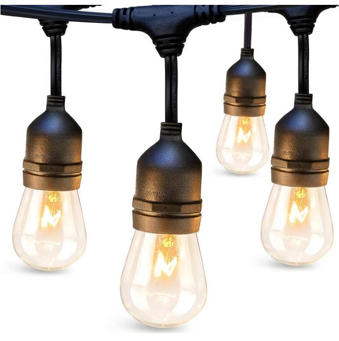 2W, 15m, 15 pc, Outdoor Solar Series Light Outdoor String Light with Remote, USB Port, 32 LED Bulbs Solar Patio Solar Lights Outside Garden Garden Fence Bistro Loop Wedding Decor-Black