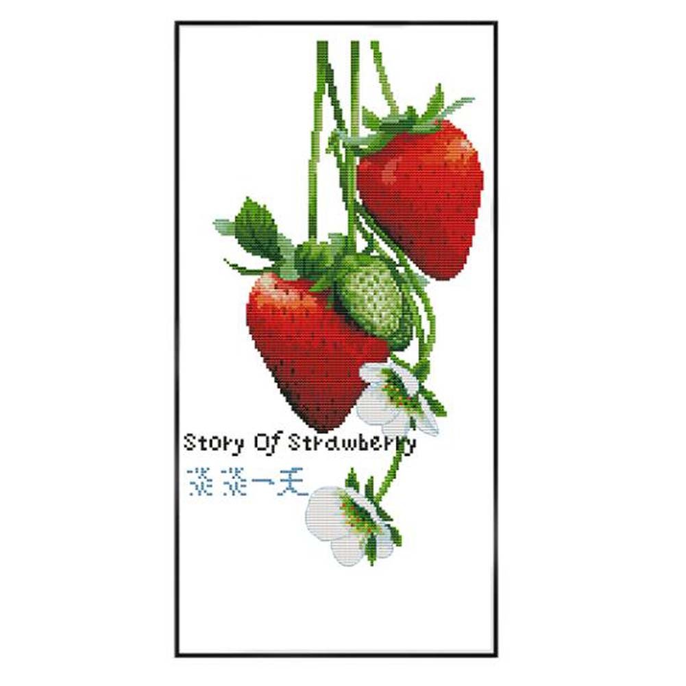 11CT Stamped Cross Stitch Kits DIY Embroidery Kits Arts Crafts Needlework Strawberry Dining Room Restaurant Decor, 12x19inch
