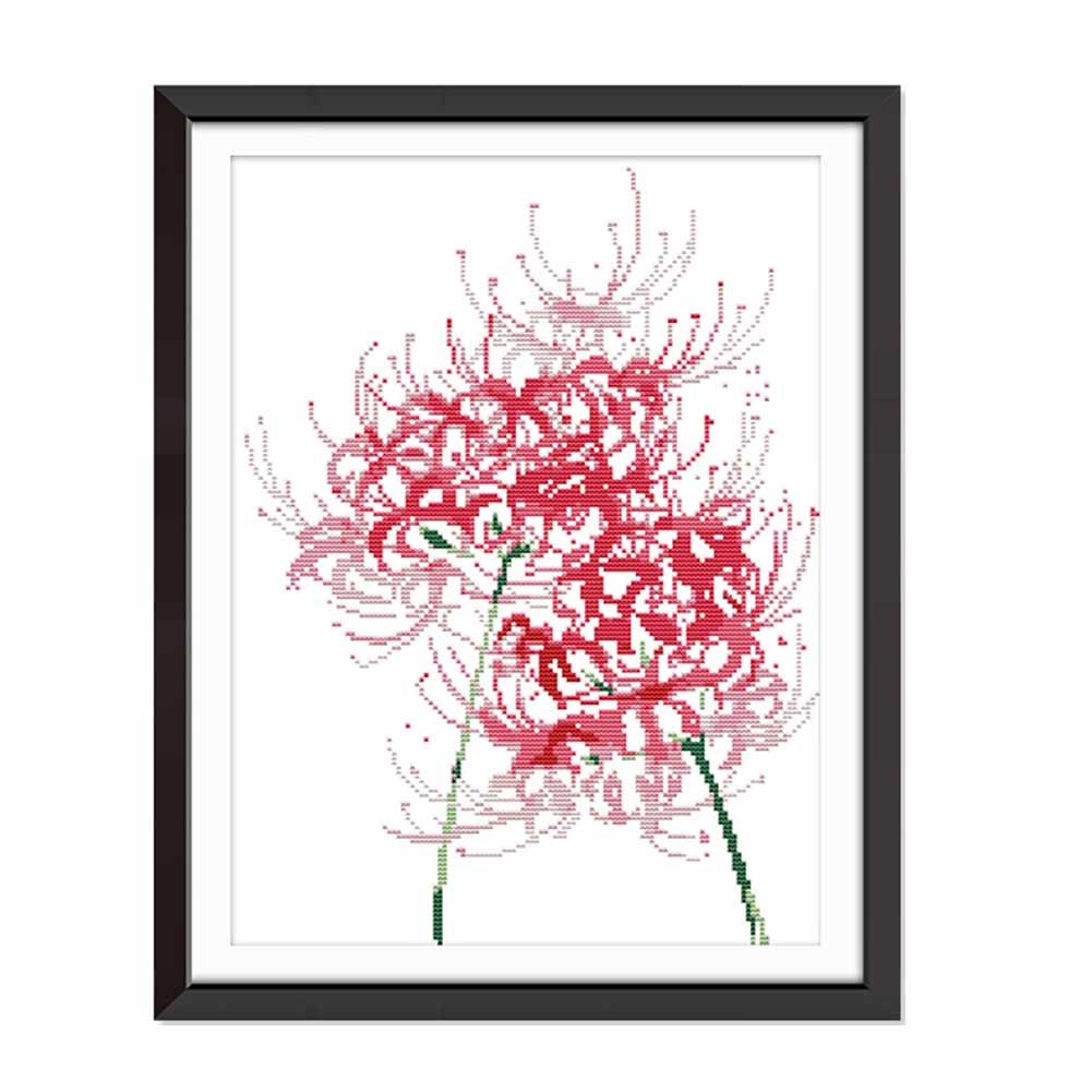 Equinox Flower DIY Cross Stitch Stamped Kits Pre-Printed Embroidery Kits Flower Wall Decor, 11x16 inch