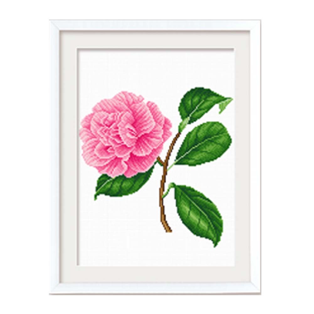 11CT Pink Flower DIY Pre-Printed Cross Stitch Kits Needlework Art Crafts, 11x16 inch