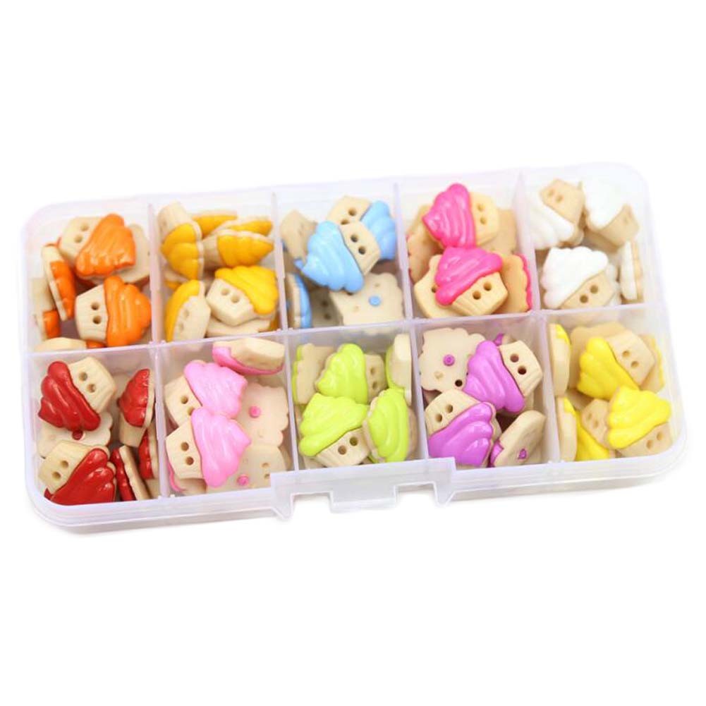 100 Pcs Multicolor Cupcake Plastic Buttons Sewing Fasteners Buttons DIY Art Making Kit