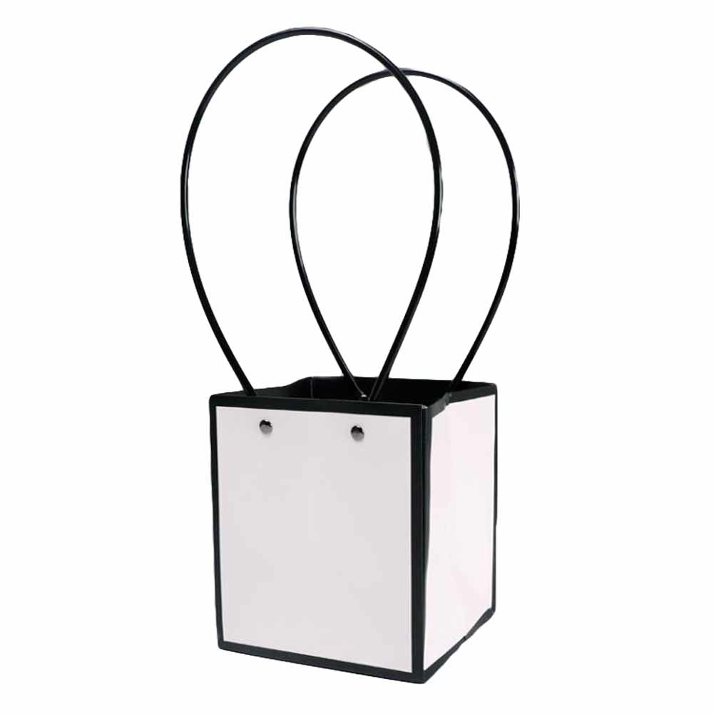 5 Pcs Square Potted Plant Tote Flower Bags Bouquet Packaging Paper Box Flower Arrangement Supplies, 6x5 inch, White