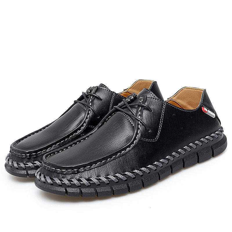 New men's large casual loafers Breathable casual leather non-slip soft sole Dad leather fashion trend men's shoes