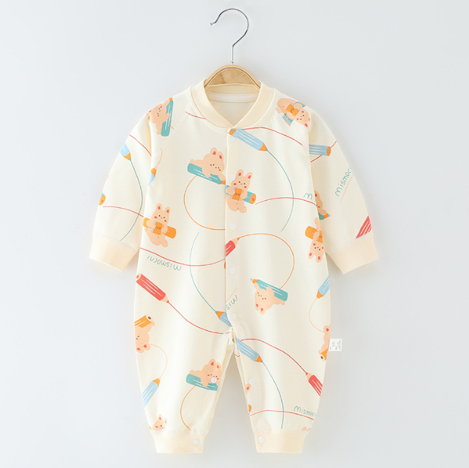 baby short sleeved jumie. Pure cotton, newborn clothes, crawling clothes to sleep, four seasons, 66-100cm height, 01-24 months of age, class A